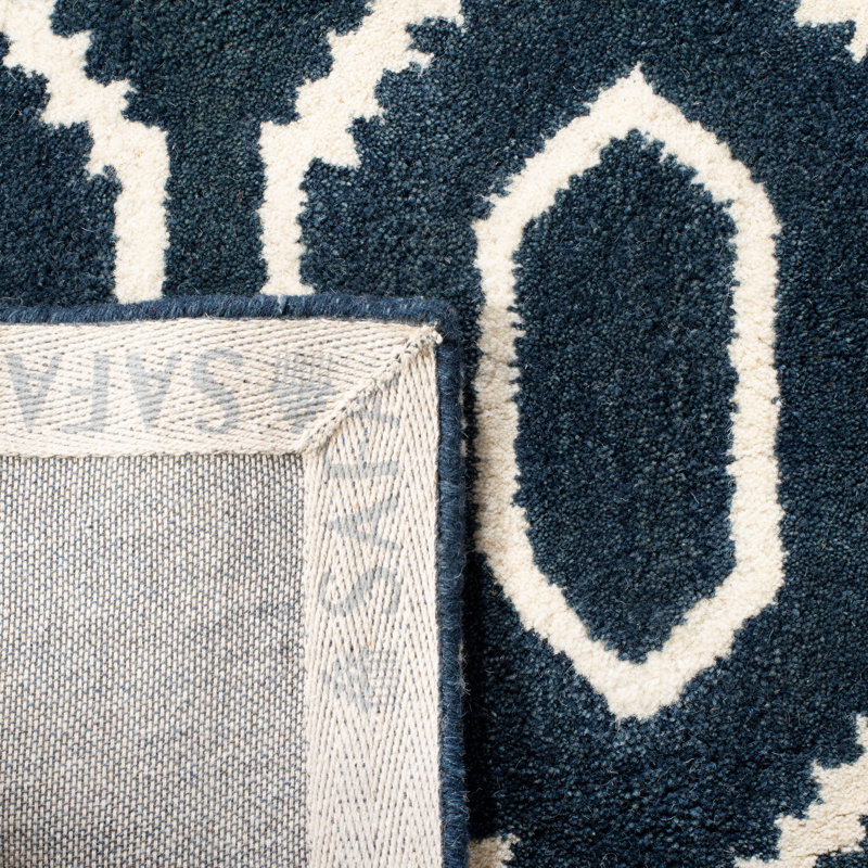 Wrought Studio Forsberg HandTufted Wool Navy/Ivory Area Rug Wayfair